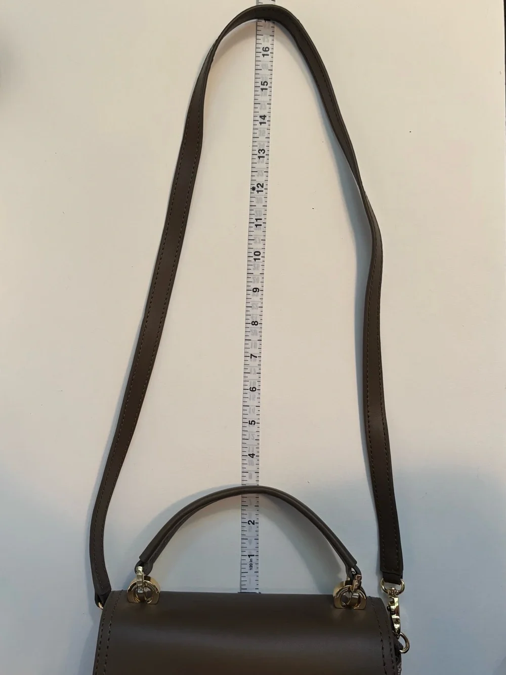 Rare Zac Posen Eartha Top-Handle Mini Crossbody Taupe Olive Brown Gold